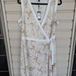 Tommy Hilfiger Cream Wrap Midi Dress Sleeveless V-Neck